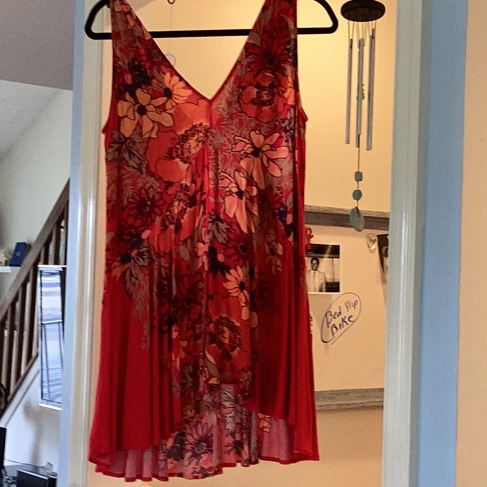 Free people Floral Red Sleeveless Dress
